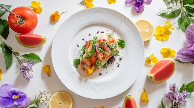 Talerz z nowoczesnym daniem